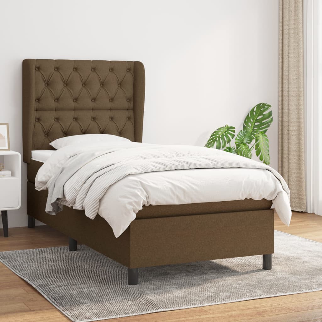 Lit À Ressorts Avec Tête De Lit Tissu