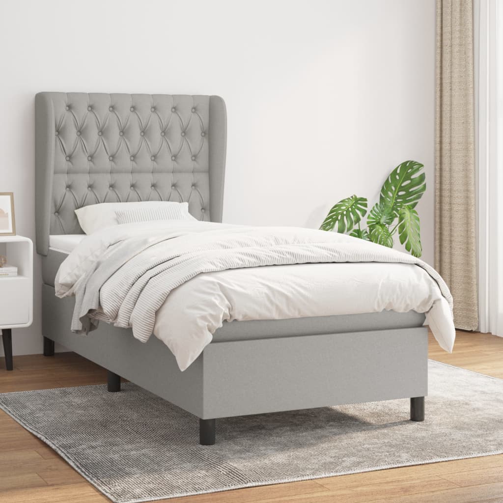 Lit À Ressorts Avec Tête De Lit Tissu