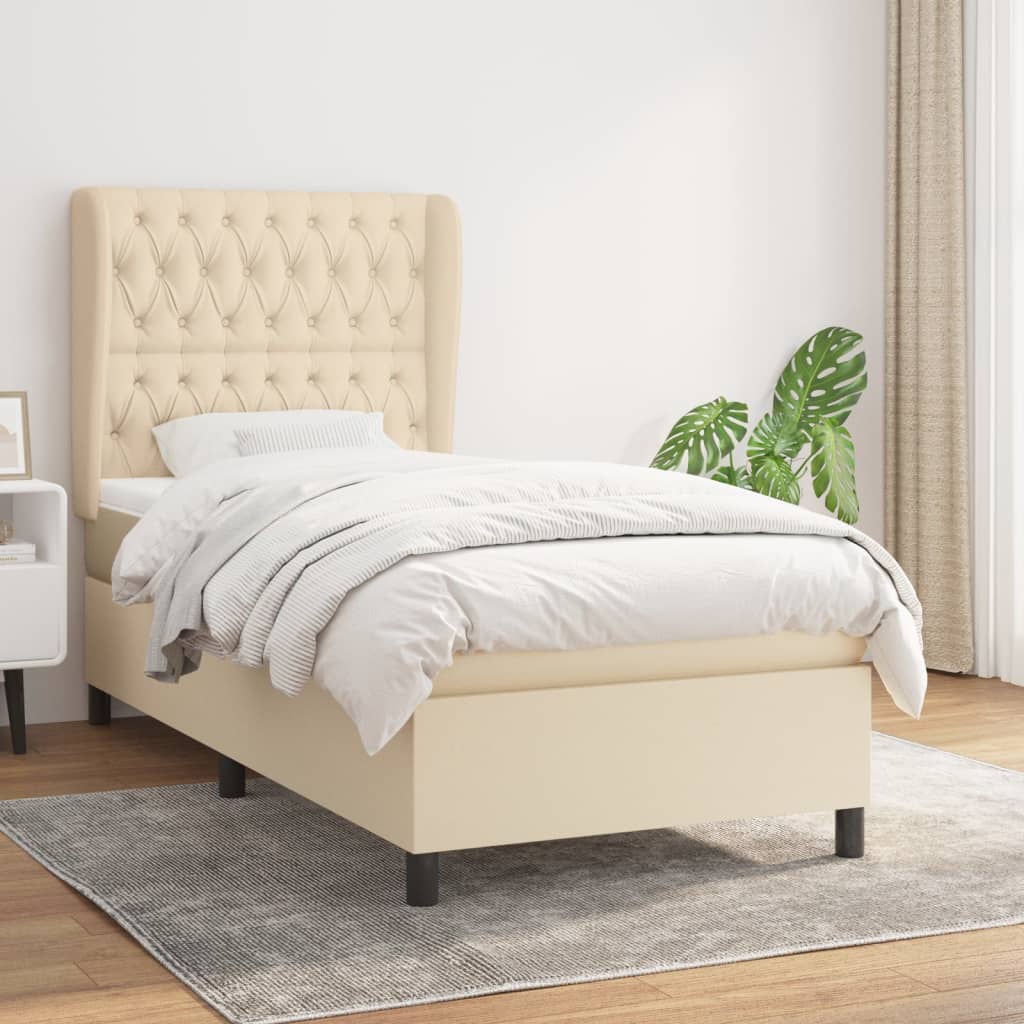 Lit À Ressorts Avec Tête De Lit Tissu
