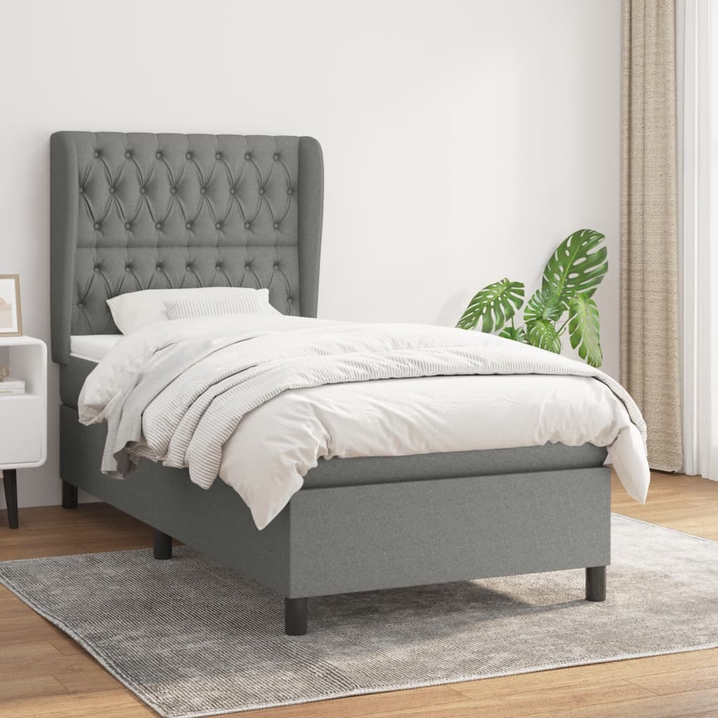 Lit À Ressorts Avec Tête De Lit Tissu