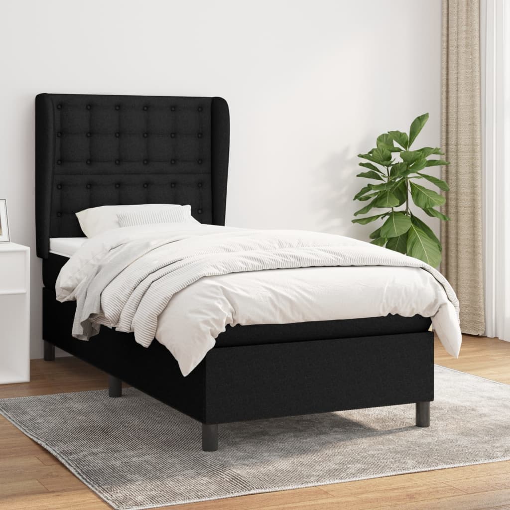 Lit À Ressorts Avec Tête De Lit Tissu