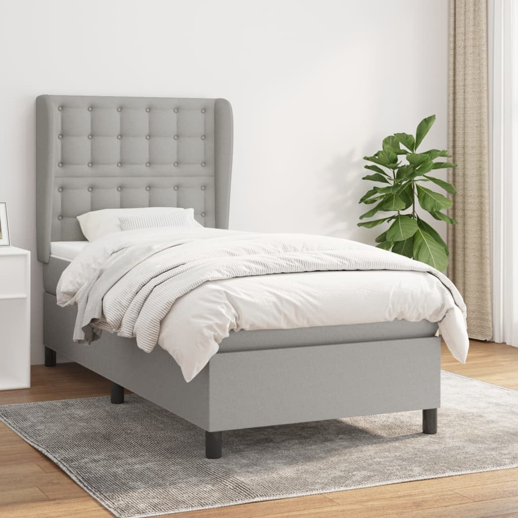 Lit À Ressorts Avec Tête De Lit Tissu