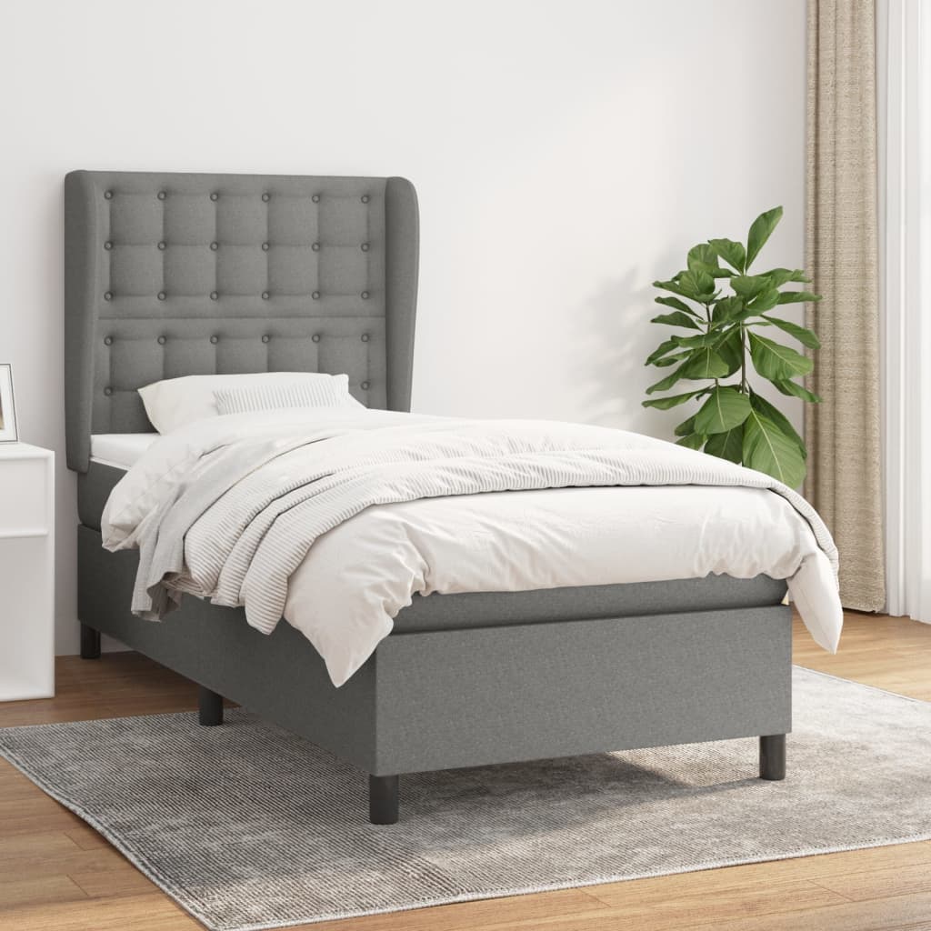 Lit À Ressorts Avec Tête De Lit Tissu