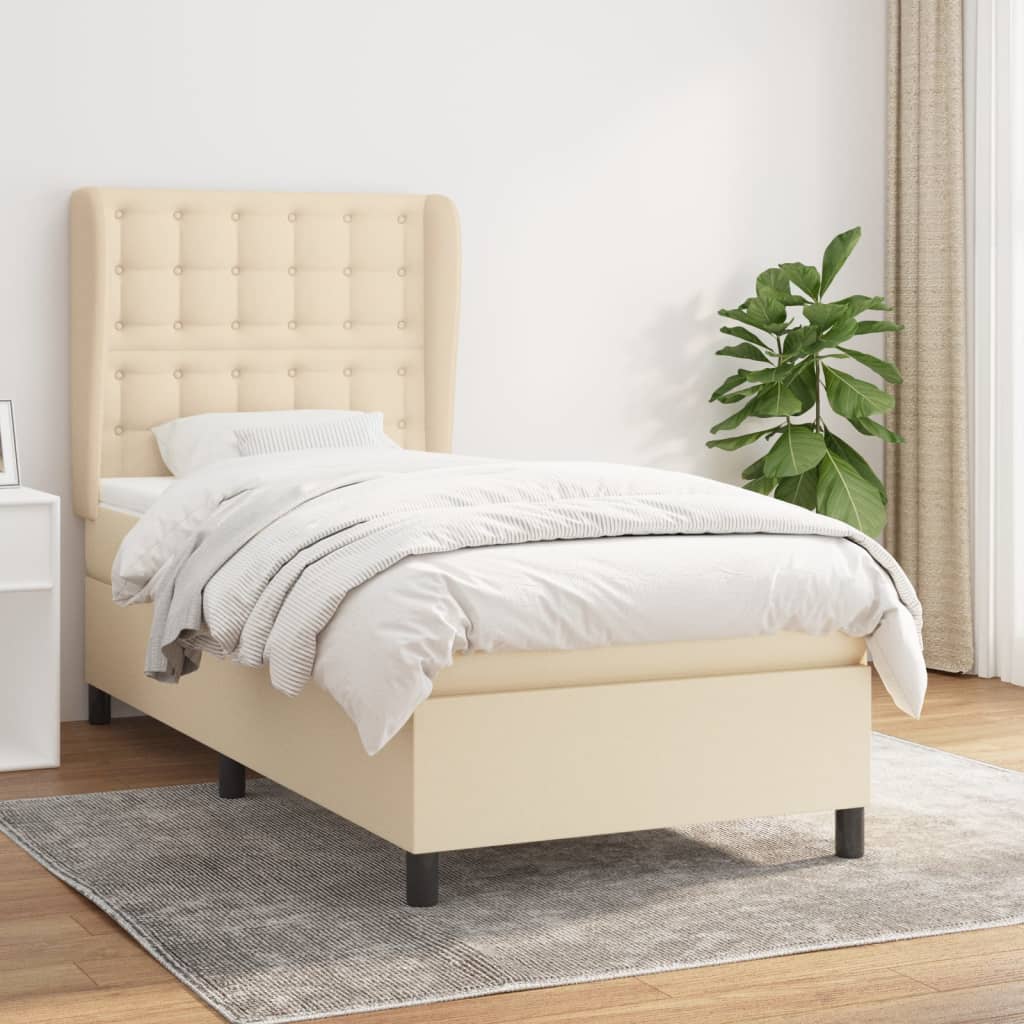 Lit À Ressorts Avec Tête De Lit Tissu