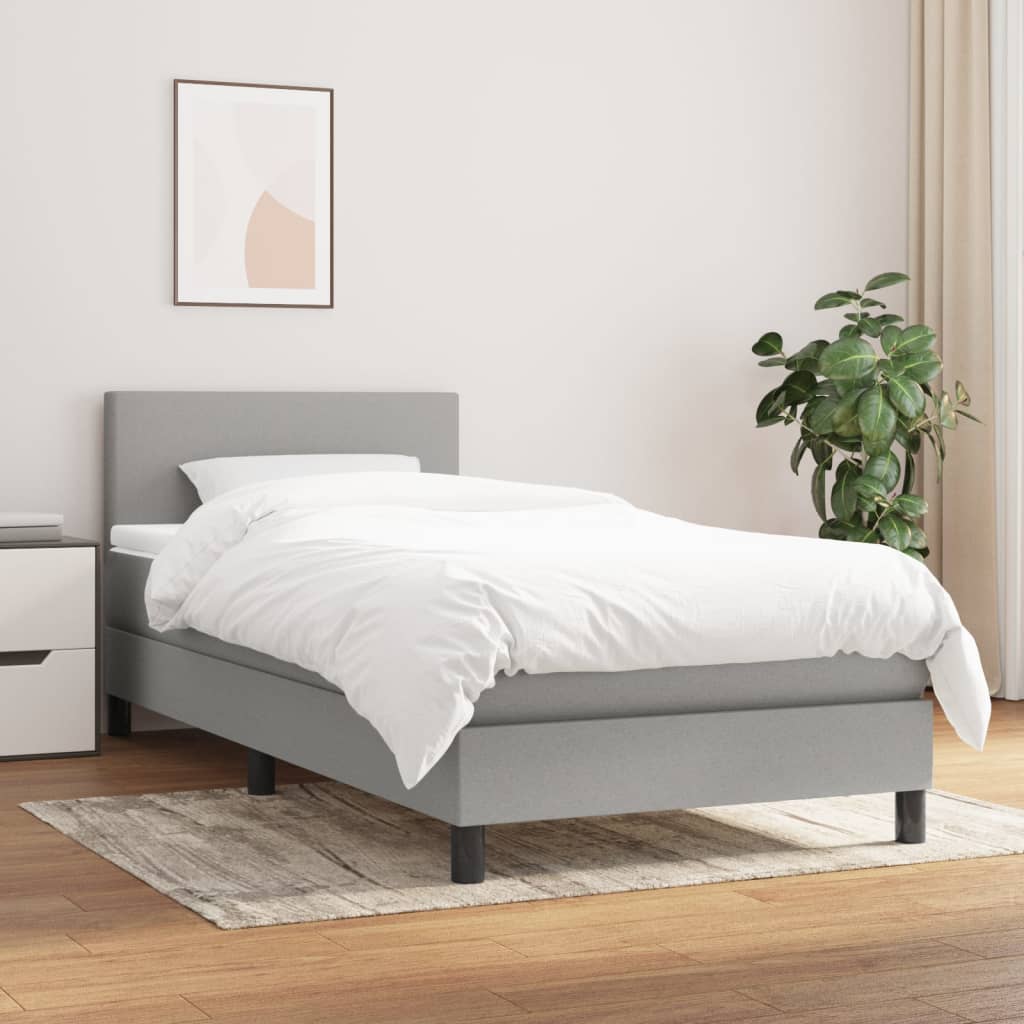 Lit À Ressorts Avec Tête De Lit Tissu