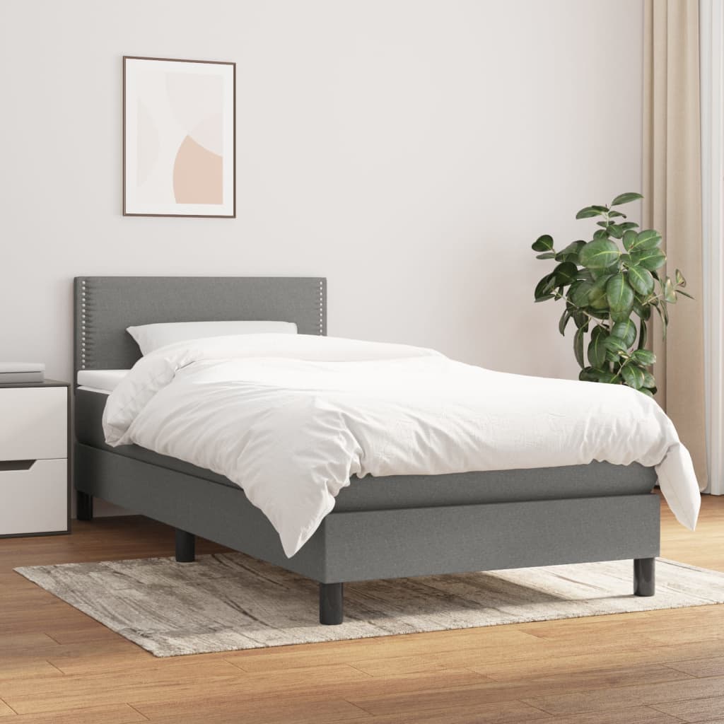 Lit À Ressorts Avec Tête De Lit Tissu