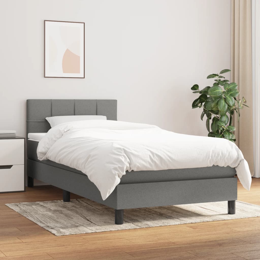Lit À Ressorts Avec Tête De Lit Tissu