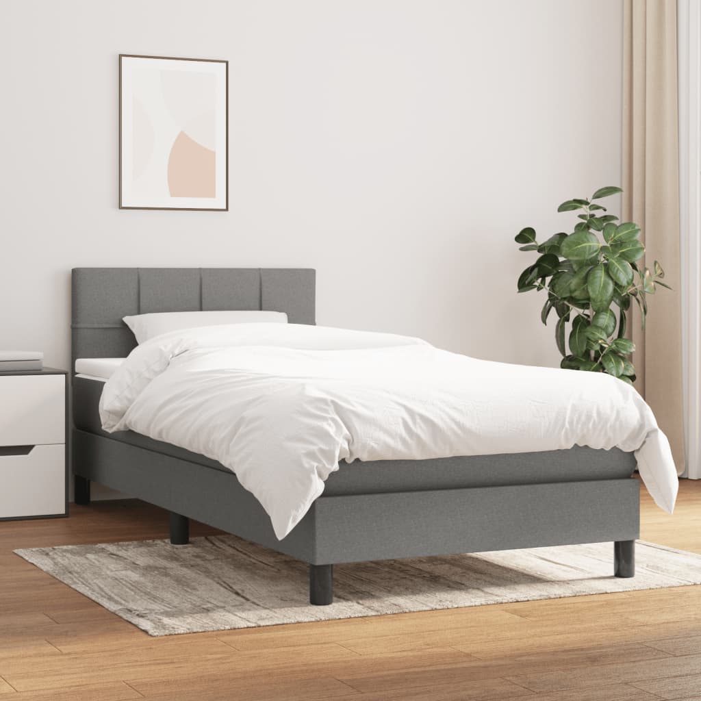 Lit À Ressorts Avec Tête De Lit Tissu