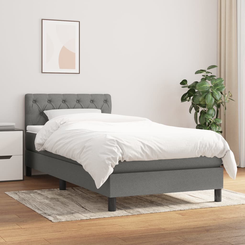 Lit À Ressorts Avec Tête De Lit Tissu