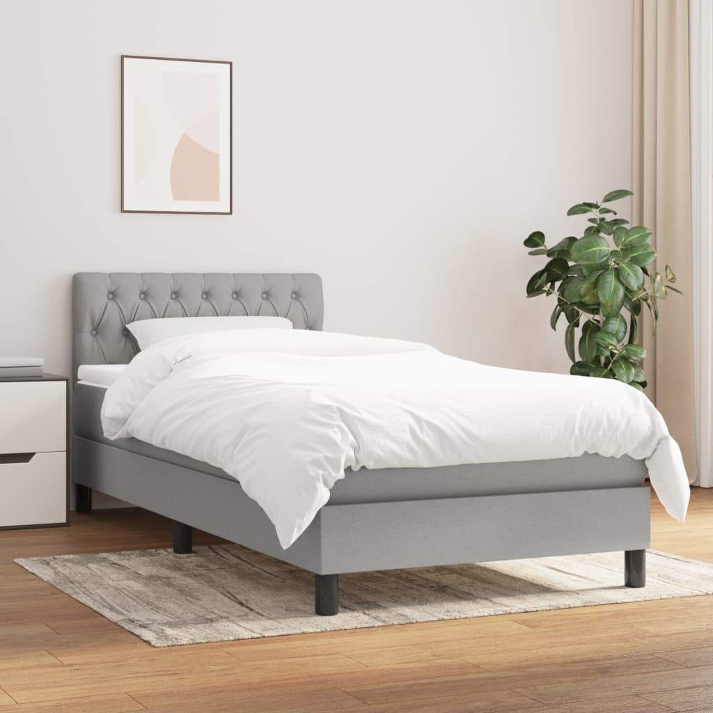 Lit À Ressorts Avec Tête De Lit Tissu