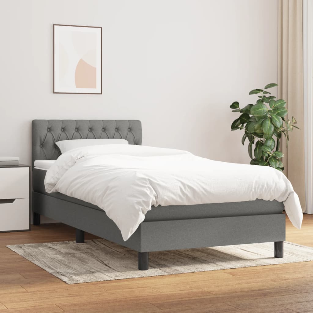 Lit À Ressorts Avec Tête De Lit Tissu