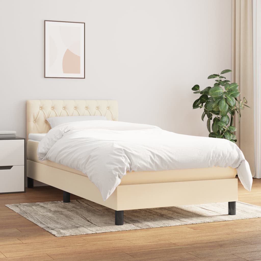 Lit À Ressorts Avec Tête De Lit Tissu