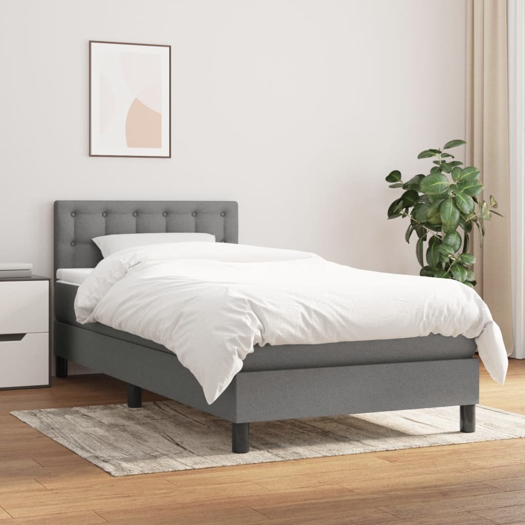 Lit À Ressorts Avec Tête De Lit Tissu
