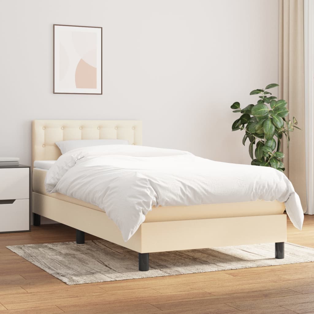 Lit À Ressorts Avec Tête De Lit Tissu