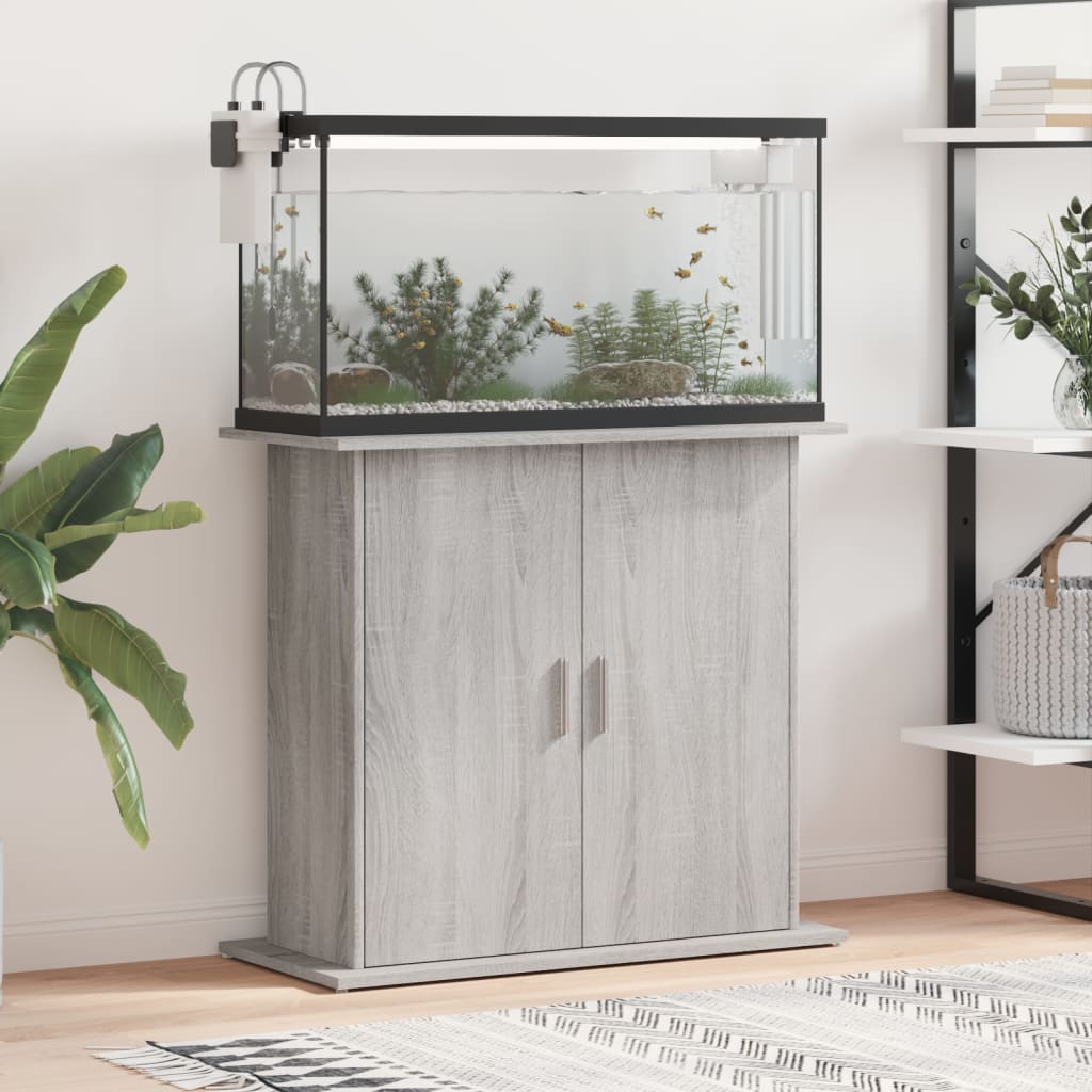 Support D'aquarium En Béton Gris Bois D'ingénierie