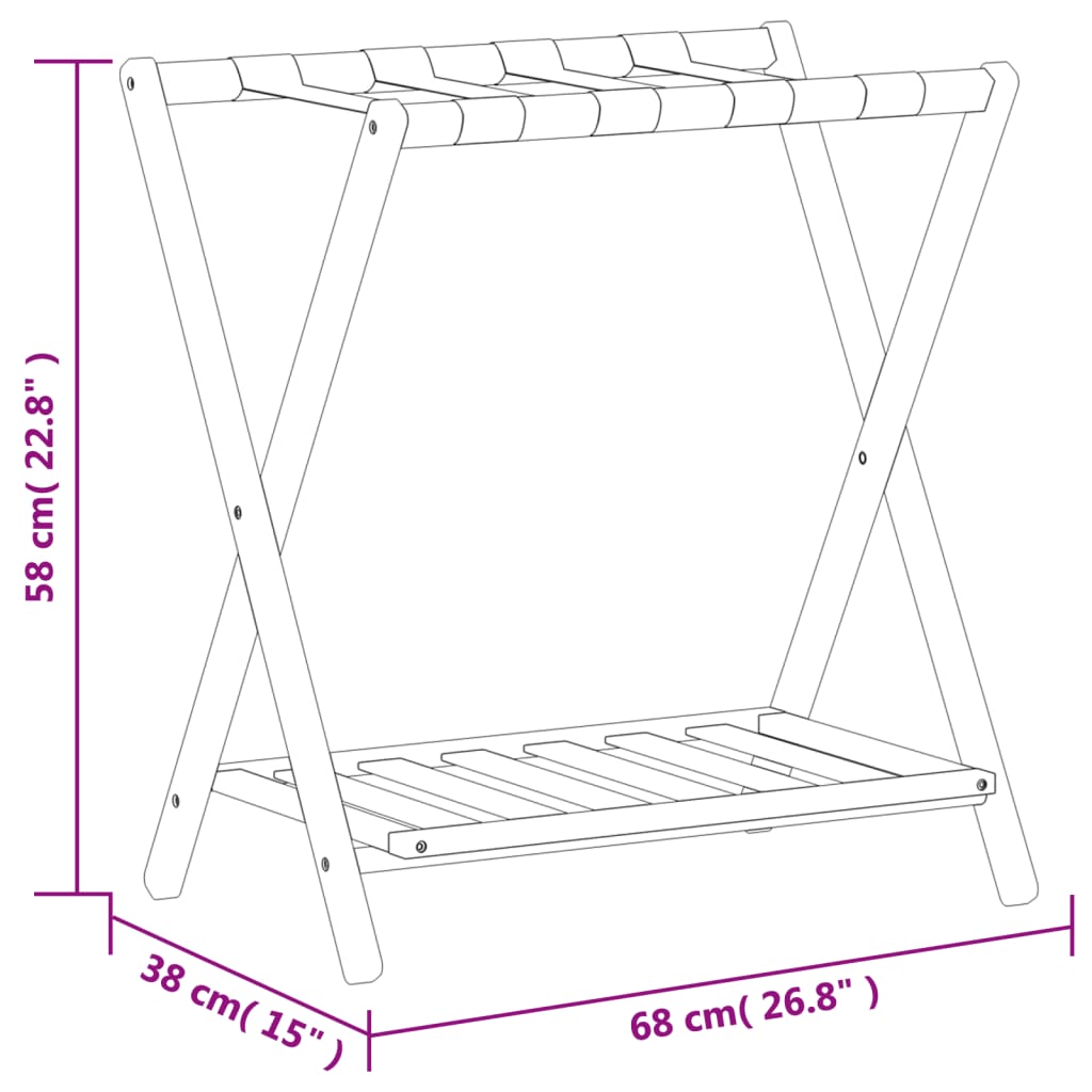 Porte-Bagages 68X38X58 Cm Bambou