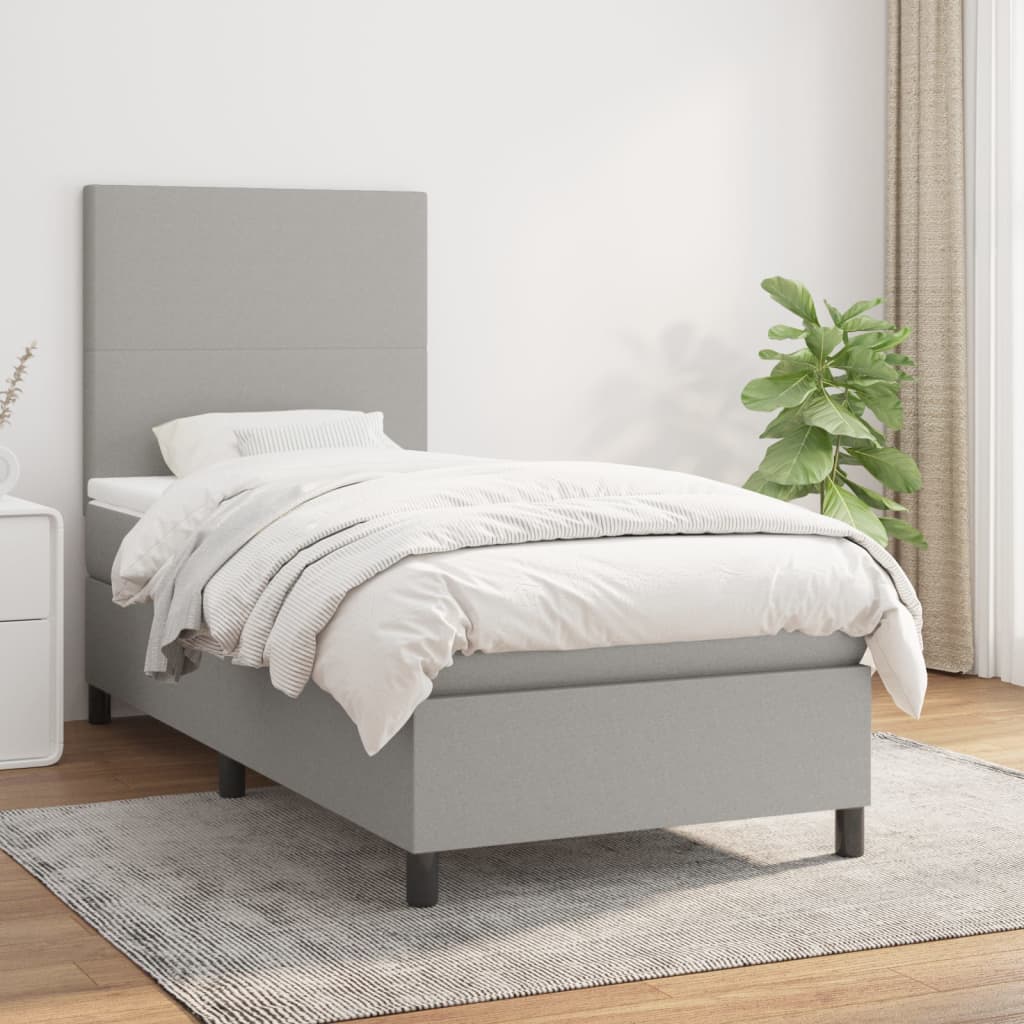 Lit À Ressorts Avec Tête De Lit Tissu