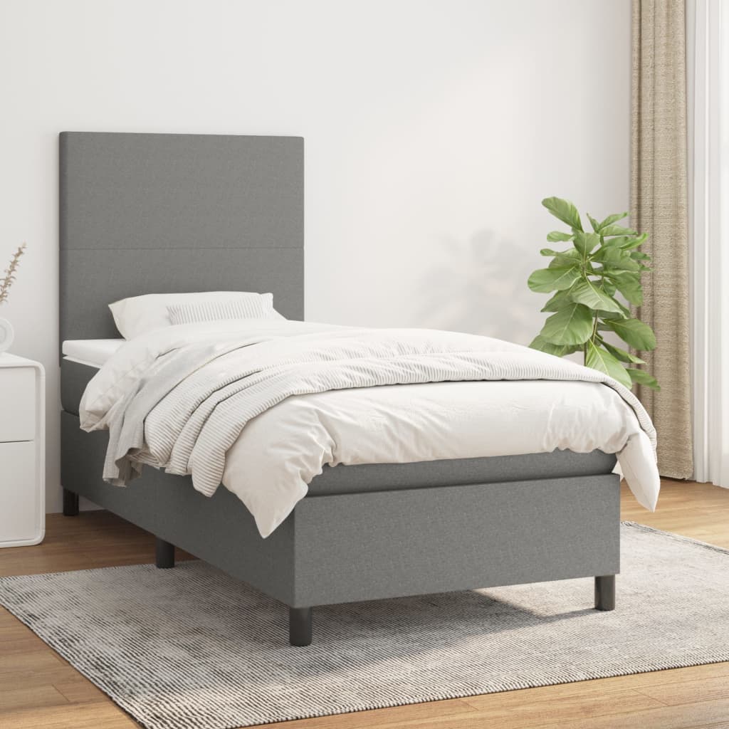 Lit À Ressorts Avec Tête De Lit Tissu