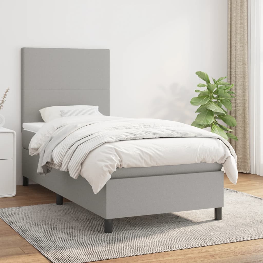 Lit À Ressorts Avec Tête De Lit Tissu