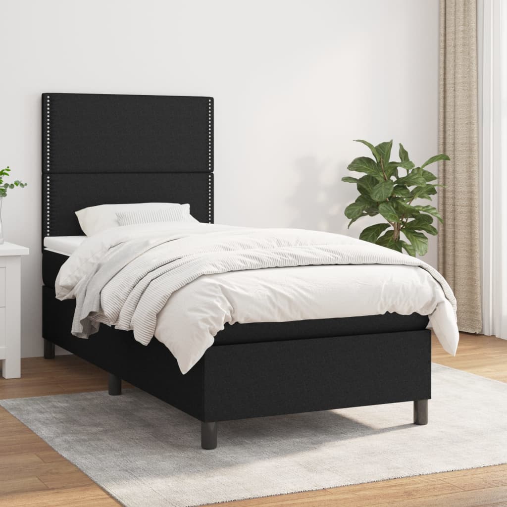 Lit À Ressorts Avec Tête De Lit Tissu