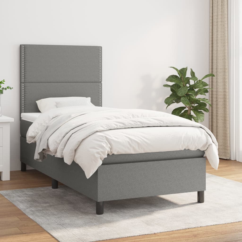 Lit À Ressorts Avec Tête De Lit Tissu