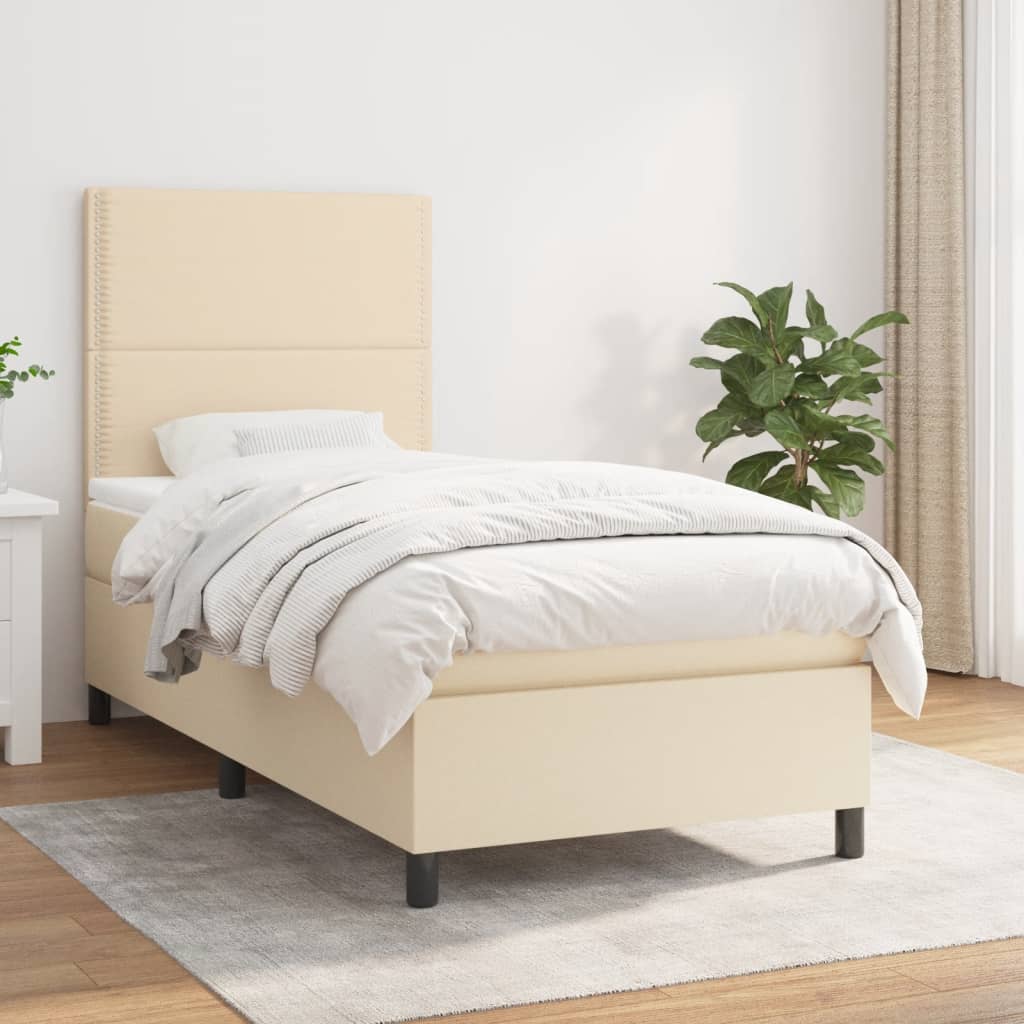 Lit À Ressorts Avec Tête De Lit Tissu