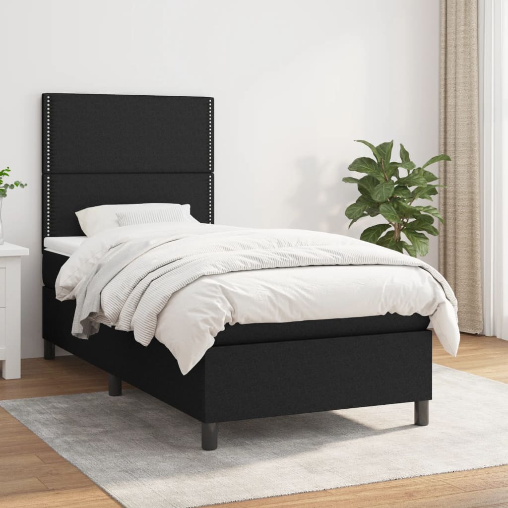 Lit À Ressorts Avec Tête De Lit Tissu