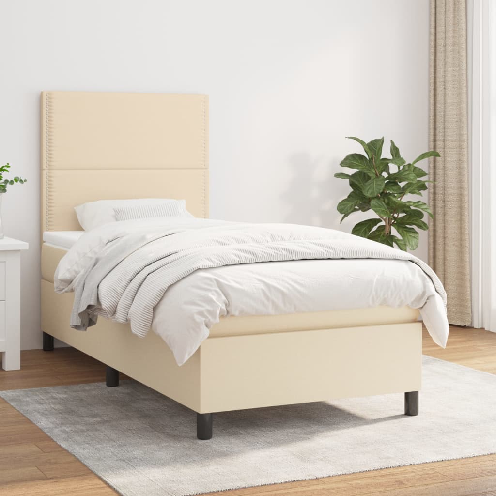 Lit À Ressorts Avec Tête De Lit Tissu