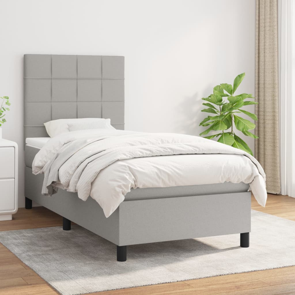 Lit À Ressorts Avec Tête De Lit Tissu