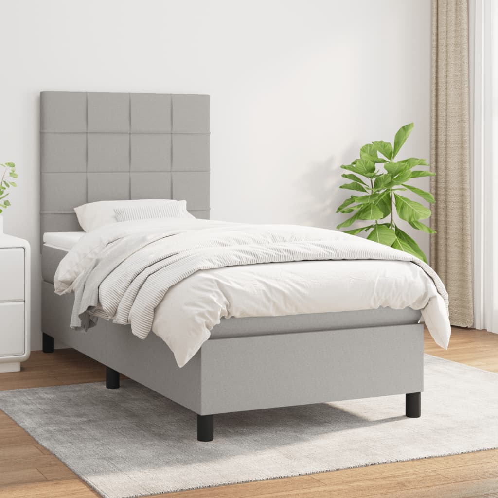 Lit À Ressorts Avec Tête De Lit Tissu
