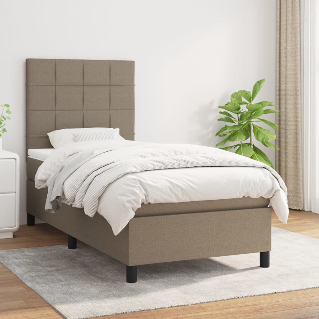 Lit À Ressorts Avec Tête De Lit Tissu