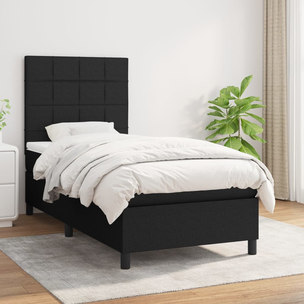 Lit À Ressorts Avec Tête De Lit Tissu