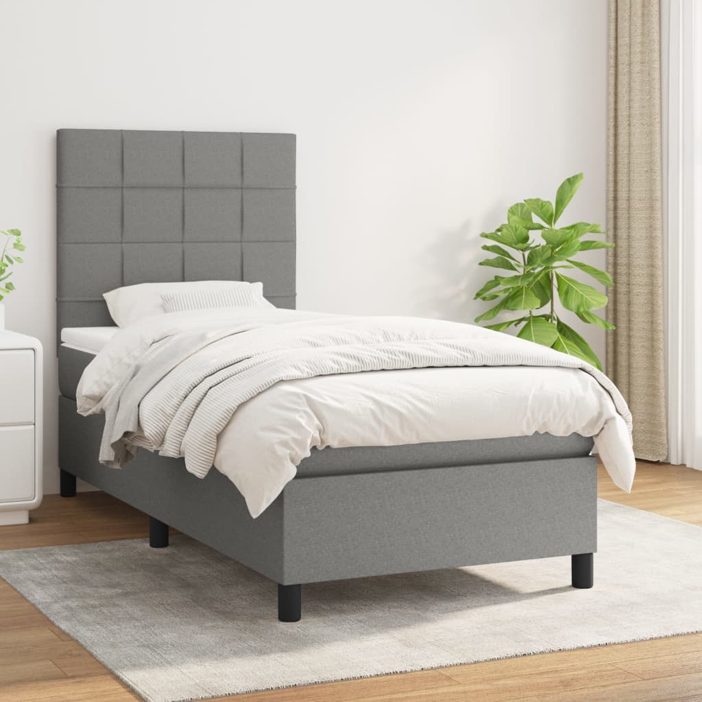 Lit À Ressorts Avec Tête De Lit Tissu