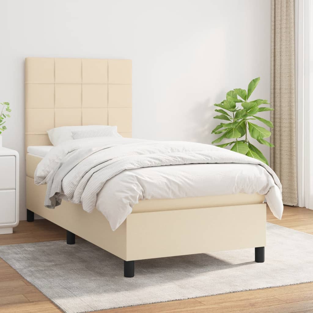 Lit À Ressorts Avec Tête De Lit Tissu