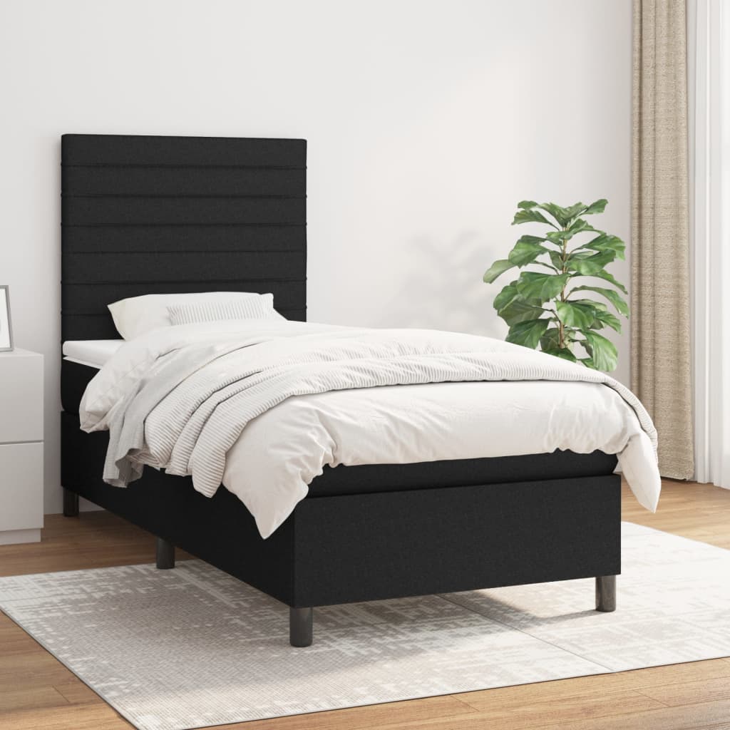 Lit À Ressorts Avec Tête De Lit Tissu