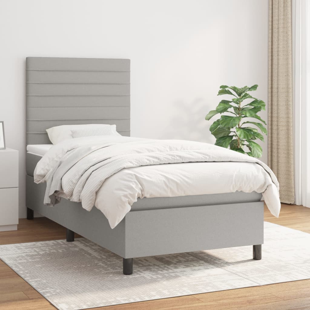 Lit À Ressorts Avec Tête De Lit Tissu