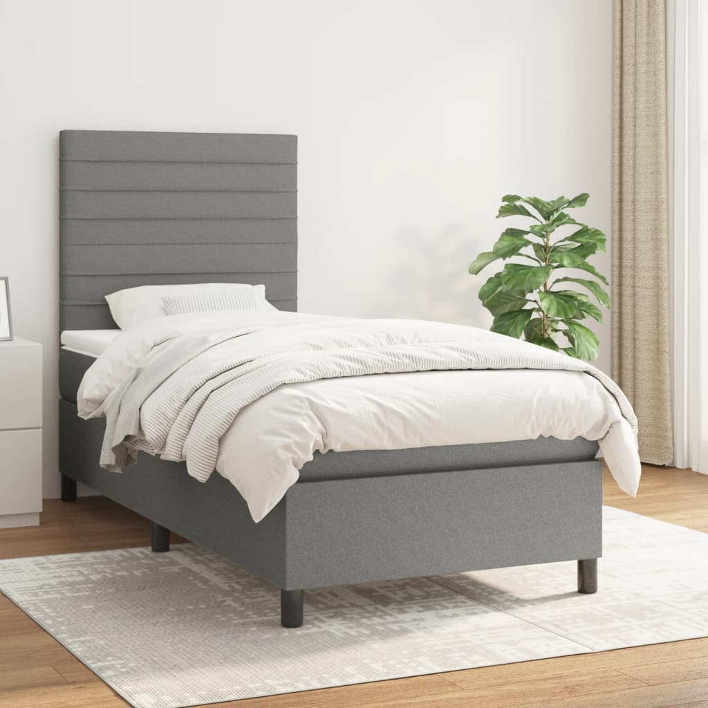 Lit À Ressorts Avec Tête De Lit Tissu