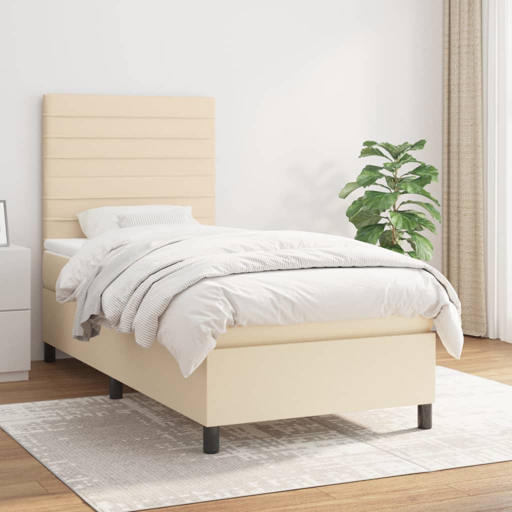 Lit À Ressorts Avec Tête De Lit Tissu