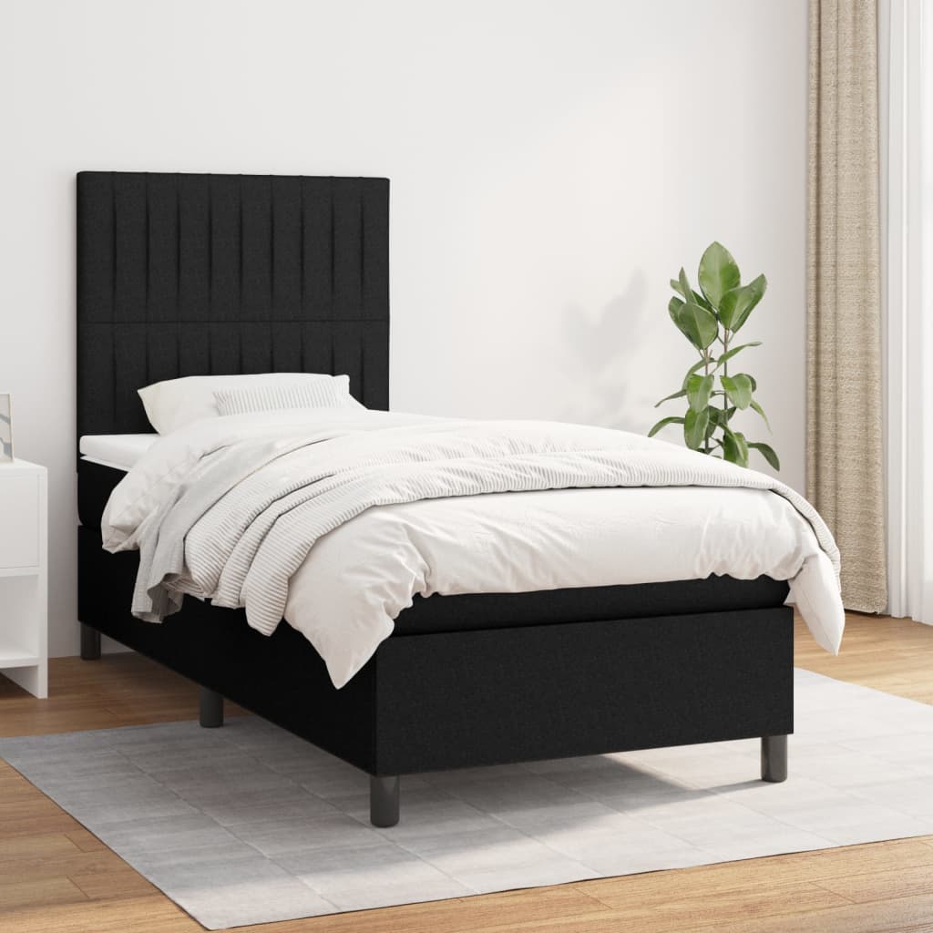 Lit À Ressorts Avec Tête De Lit Tissu