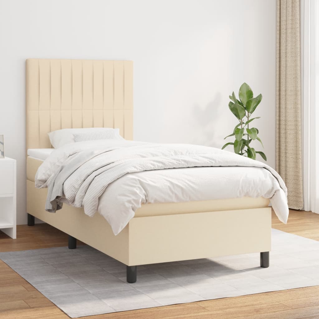 Lit À Ressorts Avec Tête De Lit Tissu