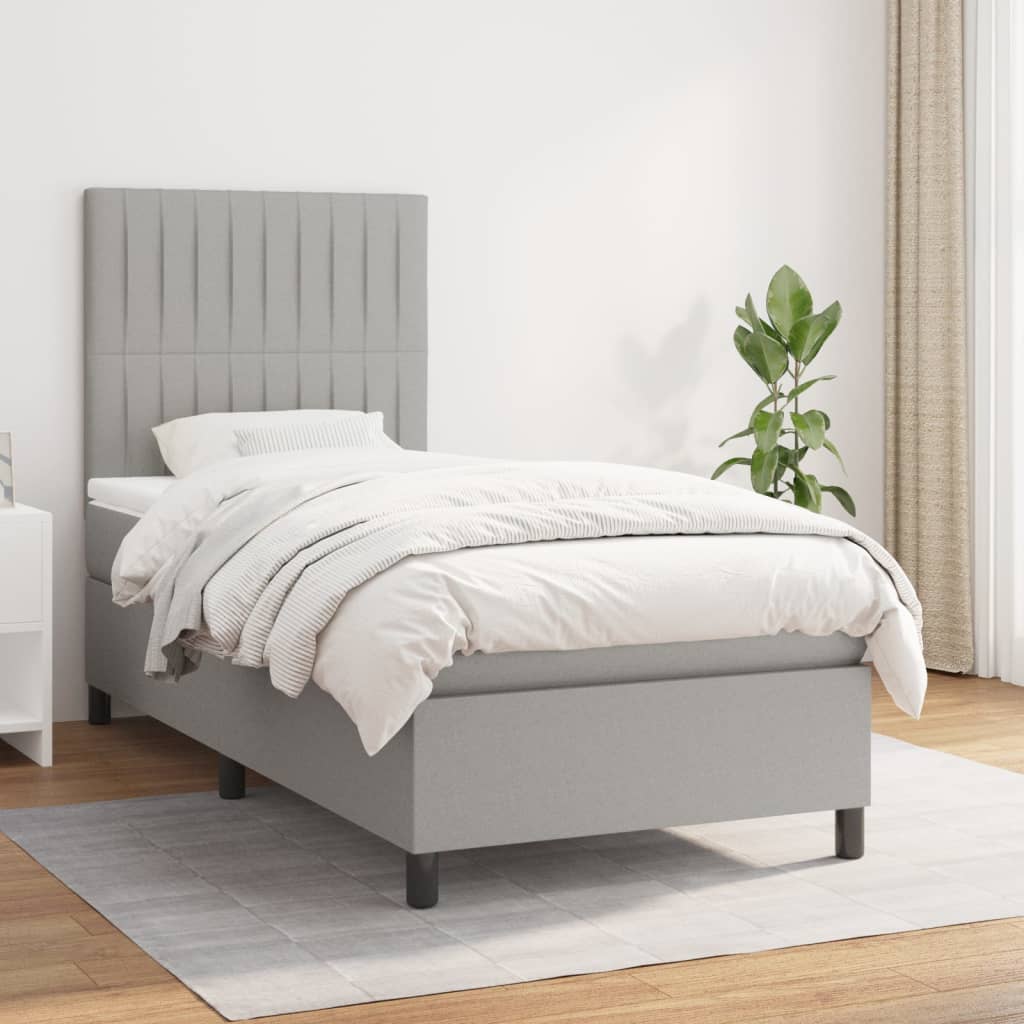 Lit À Ressorts Avec Tête De Lit Tissu
