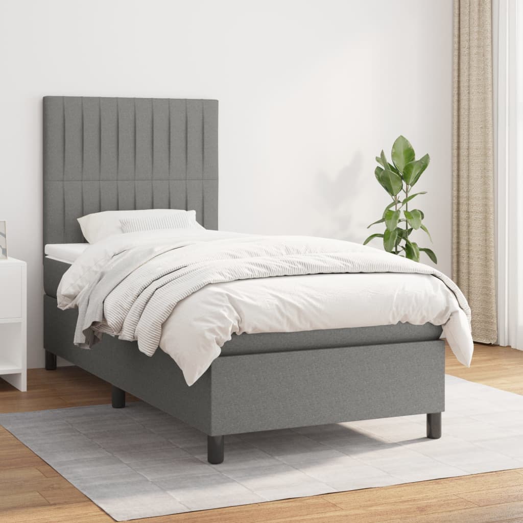 Lit À Ressorts Avec Tête De Lit Tissu