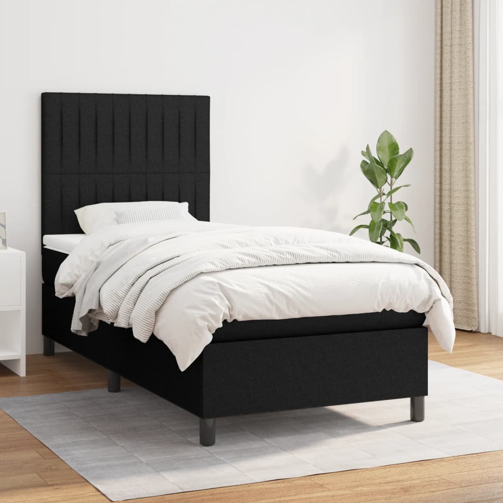 Lit À Ressorts Avec Tête De Lit Tissu