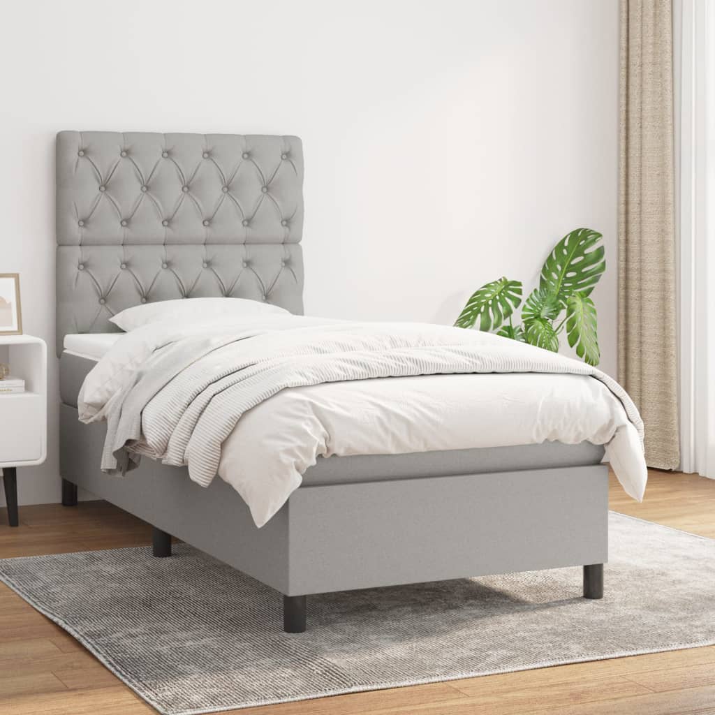 Lit À Ressorts Avec Tête De Lit Tissu