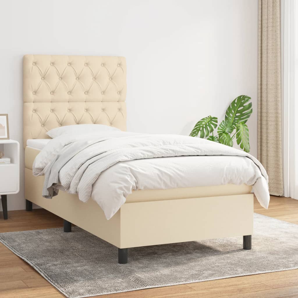 Lit À Ressorts Avec Tête De Lit Tissu