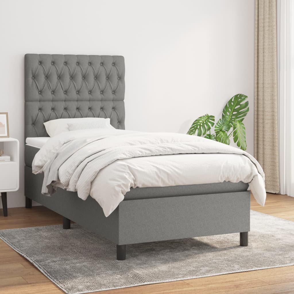 Lit À Ressorts Avec Tête De Lit Tissu