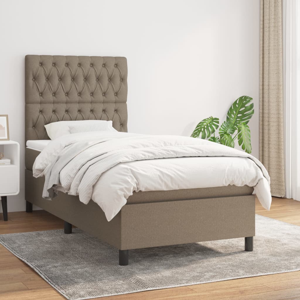 Lit À Ressorts Avec Tête De Lit Tissu