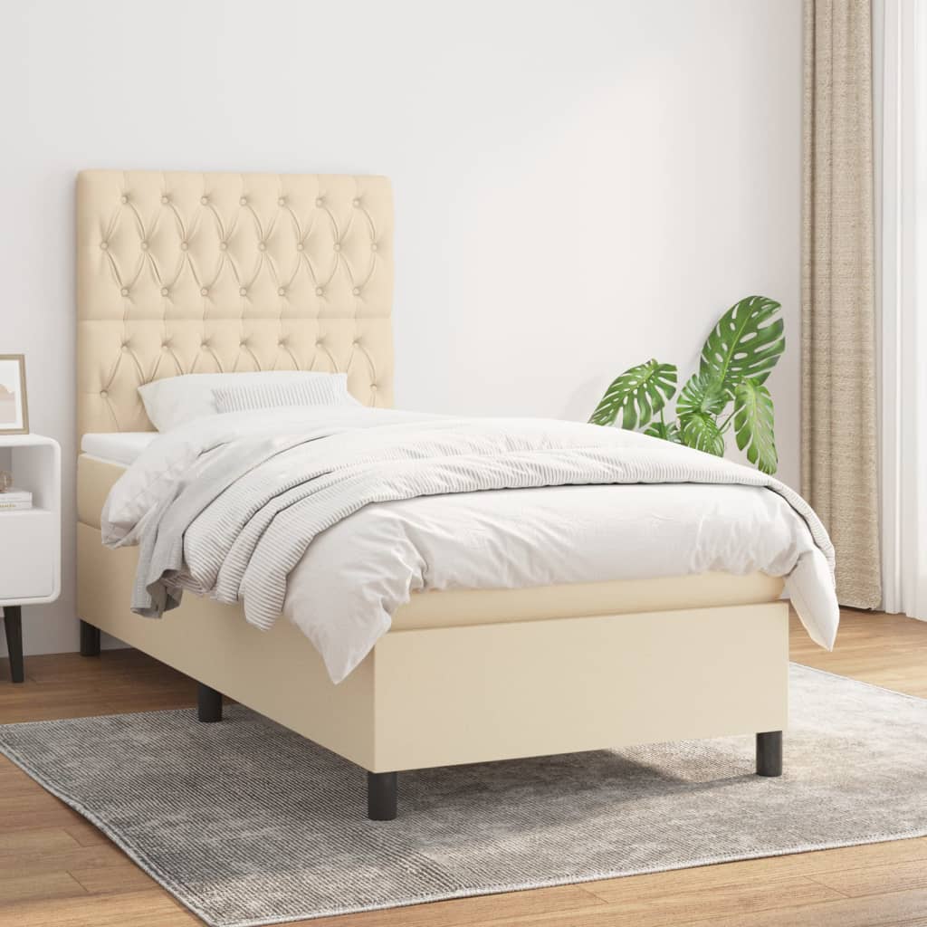 Lit À Ressorts Avec Tête De Lit Tissu