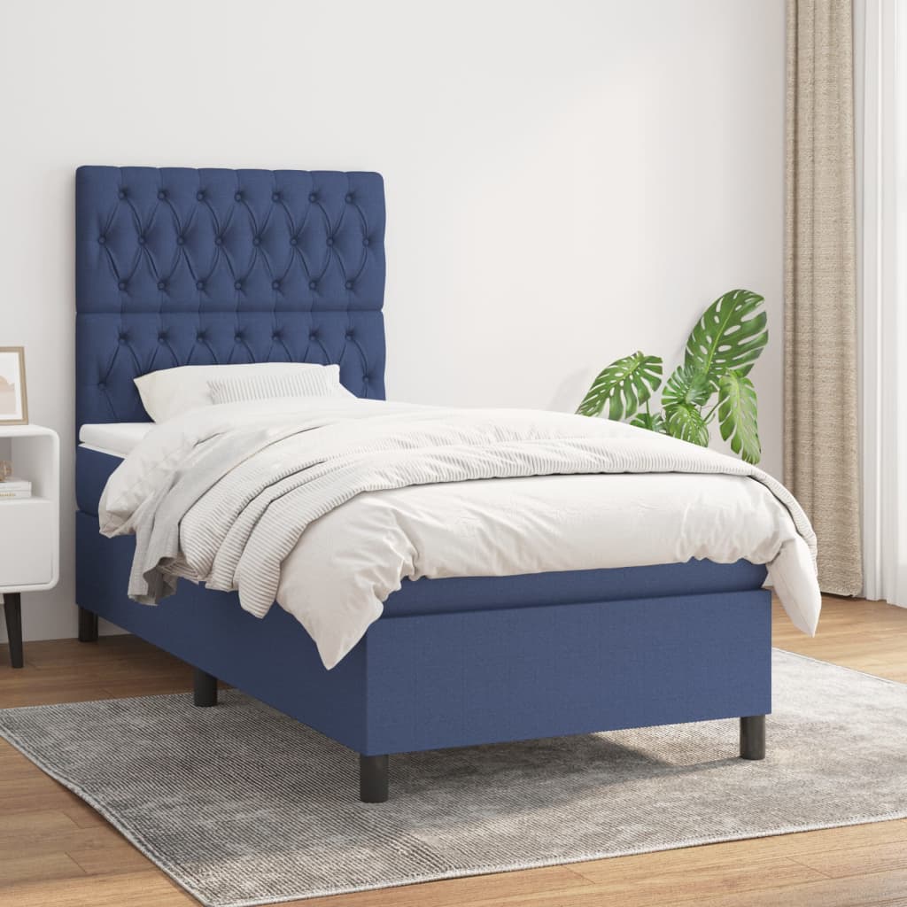 Lit À Ressorts Avec Tête De Lit Tissu