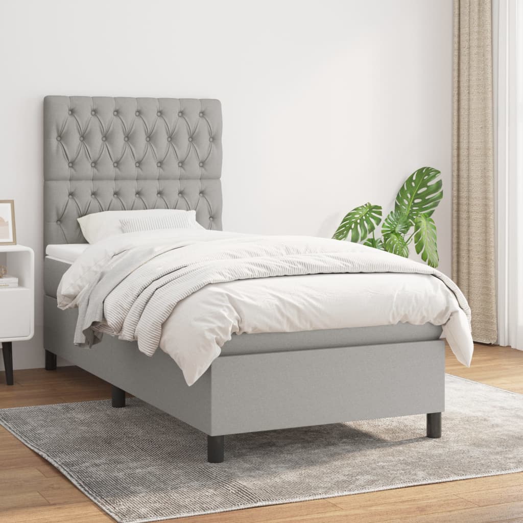 Lit À Ressorts Avec Tête De Lit Tissu